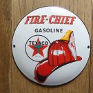 FANTASTIC RETRO TEXACO FIRE CHEIF GASOLINE ENAMEL METAL ADVERTISING SIGN PLAQUE