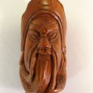 BEAUTIFUL HAND CARVED WOODEN BOXWOOD NETSUKE OF A WISE MANS FACE D36