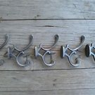 Set of 5 antique style cast iron Addison coat hook double coathooks c/w screws