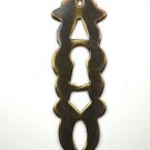 Antique brass keyhole escutcheon plate chest door drawer lock cover P3