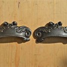 PAIR OF ANTIQUE STYLE ACANTHUS LEAF CAST IRON FURNITURE HANDLE DRAWER PULL WH2