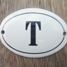 SMALL ANTIQUE STYLE ENAMEL DOOR LETTER T SIGN PLAQUE HOUSE FLAT FURNITURE LETTER