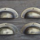 A SET OF 4 ANTIQUE PRESSED AGED BRASS DRAWER HANDLE FILING INDUSTRIAL 3" CB22
