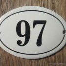 SMALL ANTIQUE STYLE ENAMEL DOOR NUMBER 97 SIGN PLAQUE HOUSE NUMBER FURNITURESIGN