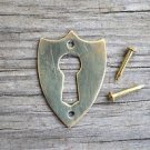 Solid brass Victorian shield furniture escutcheon antique box keyhole plate SE2