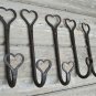 SET OF 5 LARGE SHAKER DOUBLE HEART WROUGHT IRON COAT HOOKS WALL HOOK DHH1
