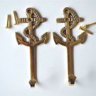 Pair of solid brass antique style nautical ships anchor coathook wall hook 2017