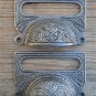 A PAIR OF LARGE EDWARDIAN CAST IRON LABEL FRAME HANDLE FILING DRAWER PULL CB10