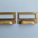 PAIR OF BRASS FILING CABINET LABEL HANDLE FILE DRAWER PULL FURNITURE HANDLES FD2