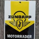 SUPERB VINTAGE ZUNDAPP MOTORCYCLE ENAMEL METAL SIGN PLAQUE WHITE