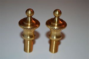 pair solid brass antique style rope edge lamp finial furniture clock fitting RR1