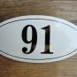 ANTIQUE STYLE ENAMEL DOOR NUMBER 91 HOUSE NUMBER DOOR SIGN PLAQUE