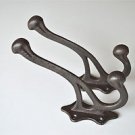 A pair of Victorian triple cast iron coathook wall door hanger coat hook AL11