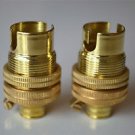 PAIR OF BRASS SMALL BAYONET B15 FITTING BULB HOLDER LAMP C/W SHADE RING 10MM L5