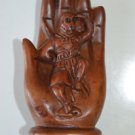 Antique style oriental hand carved boxwood Hanuman in hand netsuke monkey H15