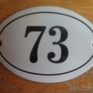 SMALL ANTIQUE STYLE ENAMEL DOOR NUMBER 73 SIGN PLAQUE HOUSE NUMBER FURNITURESIGN