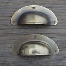 A  PAIR OF ANTIQUE PRESSED AGED BRASS DRAWER HANDLE FILING INDUSTRIAL PULL CB22