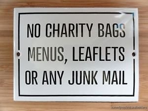 ANTIQUE STYLE ENAMEL NO JUNK MAIL DOOR SIGN WALL PLAQUE