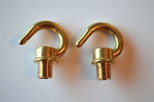 PAIR BRASS BULB HOLDER LAMPHOLDER SCREW IN 10MM HOOK CHAIN LIGHT HOOK CEILING G1
