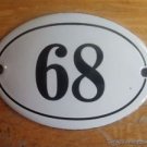 SMALL ANTIQUE STYLE ENAMEL DOOR NUMBER 68 SIGN PLAQUE HOUSE NUMBER FURNITURESIGN