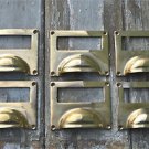 SET OF 6 LARGE SOLID BRASS ANTIQUE STYLE FILING CABINET HANDLE DRAWER LABEL CR5
