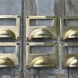 SET OF 6 LARGE SOLID BRASS ANTIQUE STYLE FILING CABINET HANDLE DRAWER LABEL CR5