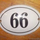 SMALL ANTIQUE STYLE ENAMEL DOOR NUMBER 66 SIGN PLAQUE HOUSE NUMBER FURNITURESIGN