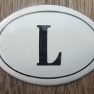 SMALL ANTIQUE STYLE ENAMEL DOOR LETTER L SIGN PLAQUE HOUSE FLAT FURNITURE LETTER