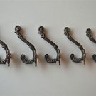 5 small antique folliage double coathook cast iron hanging coat hook ALR13