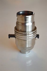 SWITCHED NICKEL LIGHT FITTING LAMP BULB HOLDER SWITCH LAMP HOLDER 1/2 INCH NR8