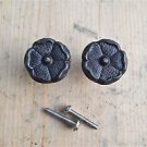 A PAIR OF ANTIQUE STYLE ENGLISH ROSE IRON FURNITURE KNOB DRAWER DOOR HANDLE WH60