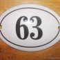 SMALL ANTIQUE STYLE ENAMEL DOOR NUMBER 63 SIGN PLAQUE HOUSE NUMBER FURNITURESIGN