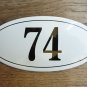 ANTIQUE STYLE ENAMEL DOOR NUMBER 74 HOUSE NUMBER DOOR SIGN PLAQUE