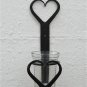 BEAUTIFUL WROUGHT IRON SHAKER HEART TOOTHBRUSH HOLDER WITH RIBBED GLASS