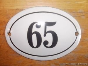 SMALL ANTIQUE STYLE ENAMEL DOOR NUMBER 65 SIGN PLAQUE HOUSE NUMBER FURNITURESIGN