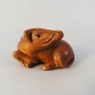 BEAUTIFUL HAND CARVED WOODEN BOXWOOD NETSUKE OF A HOLY COW PG7