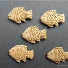 SET OF 5 BEAUTIFUL HANDCARVED FISH PENDANT OJIME BEAD NECKLACE