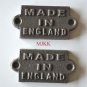 2 small cast iron MADE IN ENGLAND plaque signs furniture sign industrial style