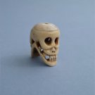 ANTIQUED DOUBLE SIDED BOVINE BONE HUMAN SKULL PENDANT BEAD SKULL NECKLACE ABS