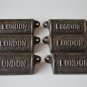 6 vintage cast iron London drawer pull handles chest LON