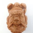 BEAUTIFUL HAND CARVED WOODEN BOXWOOD NETSUKE OF A WARRIORS FACE Z31