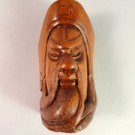 BEAUTIFUL HAND CARVED WOODEN BOXWOOD NETSUKE FACE OF A GOD V37
