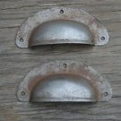 PAIR ANTIQUE PRESSED AGED STEEL DRAWER HANDLE FILING INDUSTRIAL DRAWER PULL CB21