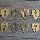 8 brass Victorian shield furniture escutcheon antique box keyhole plates SE2