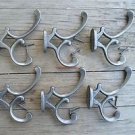 Set of 6 antique style cast iron Addison coat hook double coathooks c/w screws