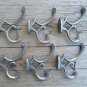 Set of 6 antique style cast iron Addison coat hook double coathooks c/w screws