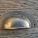 A  ANTIQUE PRESSED AGED BRASS DRAWER HANDLE FILING INDUSTRIAL PULL CB12