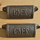 PAIR OF ANTIQUE STYLE GNER CAST IRON FURNITURE HANDLE RAILWAY DRAWER PULL WH33