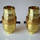PAIR OF SWITCH BRASS BAYONET FITTING LAMP BULB HOLDER C/W SHADE RING 10MM L9