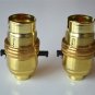PAIR OF SWITCH BRASS BAYONET FITTING LAMP BULB HOLDER C/W SHADE RING 10MM L9